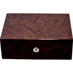 Apsley English Burl Walnut 15-20 Cigar Humidor with Lock