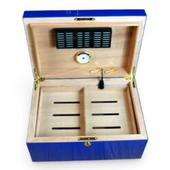 Cuban Flag Humidor with Lock & Front Dial - 75 Cigar Capacity
