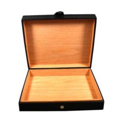 Leather Camouflage Desk Top Humidor - 8-10 Cigar Capacity - Black & Grey