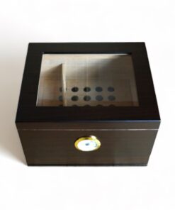 Sikarlan Matt Brown Humidor with Glass Top and Draw - 40 Cigar Capacity
